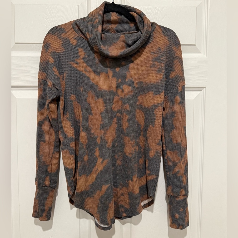 LuLaRoe Gray and Brown Cowl Neck Aubrey Top